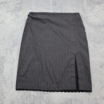 BISOU BISOU Skirt Womens 6 Black Straight Pencil Knee Length Slit Pinstripe Zip - £23.47 GBP