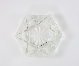 MCM Ashtray /Trinket Holder Octagon Shaped Clear Cut Glass 6 Slot 5.75&quot; Vintage - £7.50 GBP