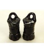 Wheat Shock Salt &amp; Pepper Shakers, Black Glazed Porcelain, Novelty Table... - $20.02 CAD