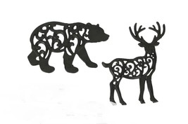 Set of 2 Cast Iron Lodge Design Wild Animal Trivets Wall Hanging Art - £27.68 GBP