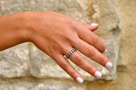 Edgy Silver Ring, Band Ring for Gift, Open and Adjustable Modern Ring - £12.78 GBP