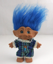 Vintage Ace Novelty Treasure Troll Wishstone Dk. Blue Hair Original Outfit 4.5&quot; - £10.10 GBP