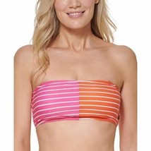 TOMMY HILFIGER Bikini Swim Bandeau Top Pink / Orange Striped Size Medium... - $17.99