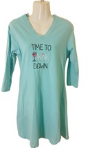 Rene Rofe Pajamas Womens Size M Black Time to Wine Down Sleep Shirt V Neck - $8.96