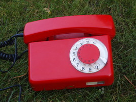 Vintage Soviet Poland Rotary Dial Phone TELKOM RWT TULIPAN Red Color - £28.64 GBP