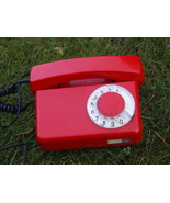 Vintage Soviet Poland Rotary Dial Phone TELKOM RWT TULIPAN Red Color - $49.74 CAD