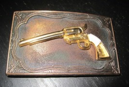 Vintage WESTERN Revolver GUN SLINGER Metal Belt buckle - £18.68 GBP