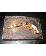 Vintage WESTERN Revolver GUN SLINGER Metal Belt buckle - $34.17 CAD