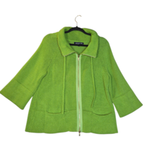 Jones NY Signature Womens Medium Cardigan Knit Pockets Sweater Brat Gree... - $16.61