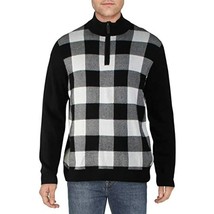 MSRP $70 Charter Club Mens Plaid Knit Sweater Black White Size Large - £11.05 GBP
