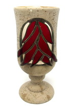 Red Chile Peppers Candle Holder 6&quot; Tea Lite Candle Mug SandStone Stained Glass - £11.62 GBP
