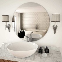 vidaXL Glass Round Mirror, 27.6in Diameter, Transparent Frame - $167.39 CAD