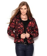 Galliano Floral Hooded Puffer Jacket red black sz 40 new - $155.44 CAD