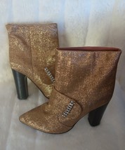 SEE BY CHLOE Designer Metallic Gold Pointed Toe Heel Bootie Shoes 39.5 $425 new - £180.01 GBP