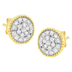 10K Yellow Gold Plated .925 Sterling Silver 1/2 cttw Diamond Floral Clus... - $208.00