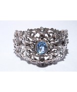 Cellini Sterling Silver Cuff Ornate with Blue Gemstone Florence Stunning - £272.34 GBP