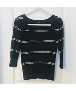 Maurice&#39;s Black White Stripe Sweater Small/Med - £9.48 GBP