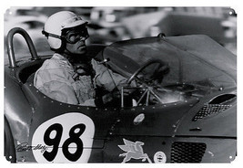 Carroll Shelby Mobil Driver 98 Vintage Black and White Photograph Metal ... - $30.00