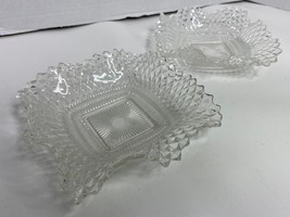 2 Brilliant Cut Glass Crystal Heavy Ashtray Buzzcut Snowflake Patten 6.5 Square - £20.74 GBP