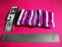 Pet Gift Dog Clothes XXS Pink Gray Stripe Sweater Outfit Cold Weather Apparel - £4.38 GBP