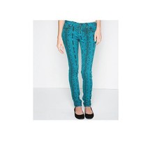 Womens/Jrs Fox Racing Glam Legging Fit Skinny Jeans Turquoise Snakeskin Print  - £19.65 GBP