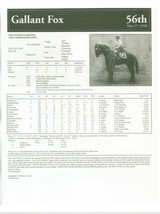 1930 - GALLANT FOX - Kentucky Derby Race Chart, Pedigree &amp; Career Highlights - £15.69 GBP