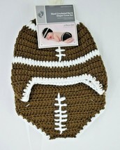 Football Hand Crocheted Hat and Diaper Cover Set  Infant Size: 0 - 9 Months New - £10.90 GBP
