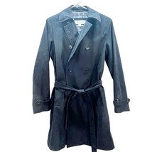Liz Claiborne Women&#39;s Small Black Rain Coat Button Up Waist Tie - £27.30 GBP