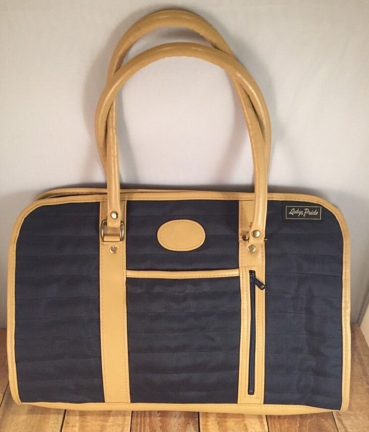Ladys Pride Blue &amp; Tan Tote Purse Hand Bag 16&quot;X11&quot; - $9.85