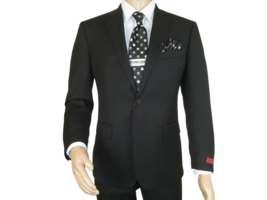 Men RENOIR Suit Solid Two Button Business Formal Classic Regular Fit 201-1 Black image 6