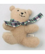 Vintage 1992 Hamilton Collection Miniature Teddy Bear Plush w/ Plaid Bow... - $9.49