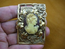 (CM63-30) Petite Debutante Brown Ivory Cameo Lady Pin Pendant Jewelry Brooch - £28.78 GBP