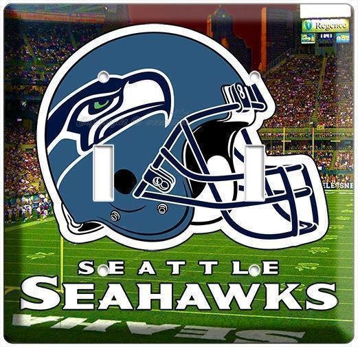 SEATTLE SEAHAWKS NFL FOOTBALL 2014 SUPER BOWL CHAMPIONS LOGO DOUBLE LIGHT SWITCH