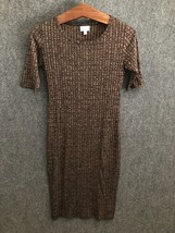 LuLaRoe T-Shirt Dress Womens Size XS Brown Stretch Short Sleeve Check Design - £10.25 GBP