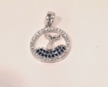 14k White Gold Genuine Sapphire and Diamond Whale Tail Pendant Fine jewelry - $448.80