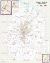 Cleveland &amp; Bradley Co, TN Wall Map - £184.56 GBP