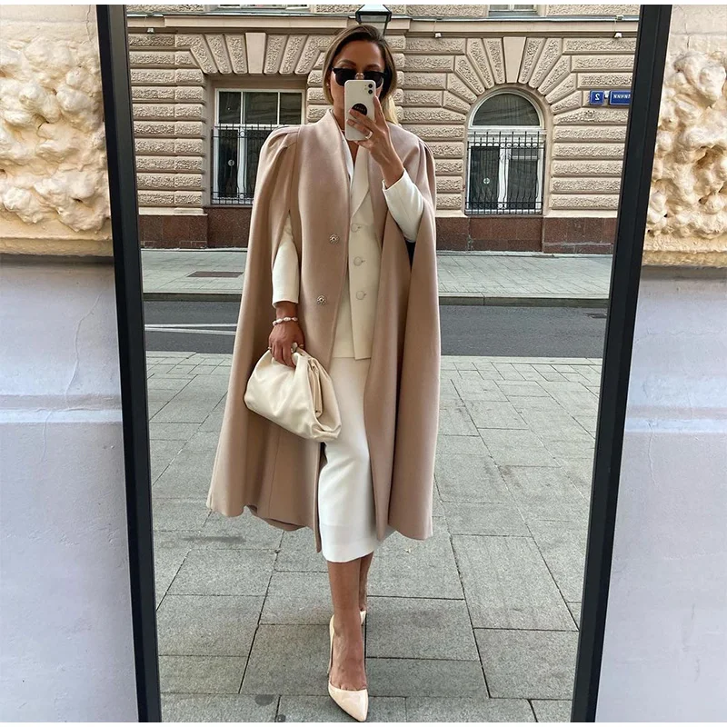 Women Casual Shawl Long Coat 2022 Femlae Streetwear  Blends Cloak Coats ... - $244.51