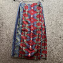 Ruff Hewn Southwestern Aztec Wrap Midi Skirt Cotton Red Blue Green Women... - $18.00