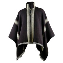 Llama Wool Unisex Mens Womans Serape Wide Thick Poncho Pullover Jacket - £70.03 GBP
