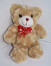 Inter American Products Valentines Teddy Bear 9&quot; Love Bow Plush Tan Soft Swirl - £7.66 GBP
