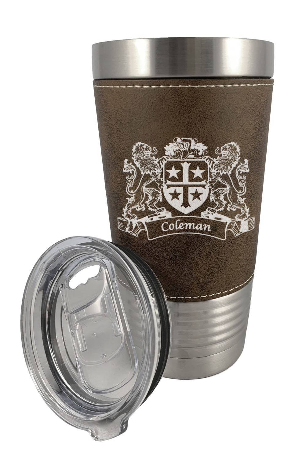 Coleman Irish Coat of Arms Leather Travel Mug - $28.00