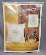 Vintage Counted Cross Stitch Pillow Kit &quot;Roses&quot; 14&quot; Square Decorator Pillow - £15.60 GBP