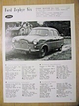 Ford Zephyr Six / Consul Automobile Specification sheet-1953 - $2.97