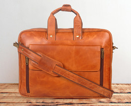 Buff Leather Material Laptop Bag For Unisex Leather Briefcase Best Laptop Messen - £78.76 GBP