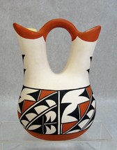 Native American Pottery Isleta Wedding Vase S. Abeita Clay Pot #15 - £46.64 GBP