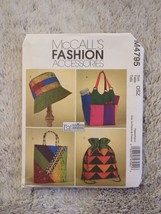 McCalls Pattern 4795 One Size Fat Quarters Misses Hat Totes Handbags Uncut 2005 - $10.44