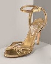 New $525 Ralph Lauren Collection Gold Shoe Heels 10 New  - £415.19 GBP