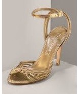 New $525 Ralph Lauren Collection Gold Shoe Heels 10 New  - £415.19 GBP