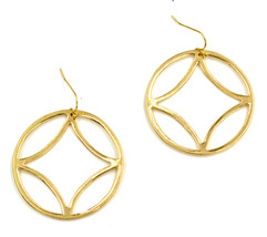 Women new gold geo circle drop pierced earrings - $9,999.00