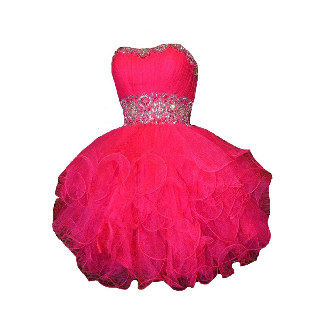 Kivary Women's Short Sweetheart Beaded Crystals Sequins Tulle Prom Homecoming Co
